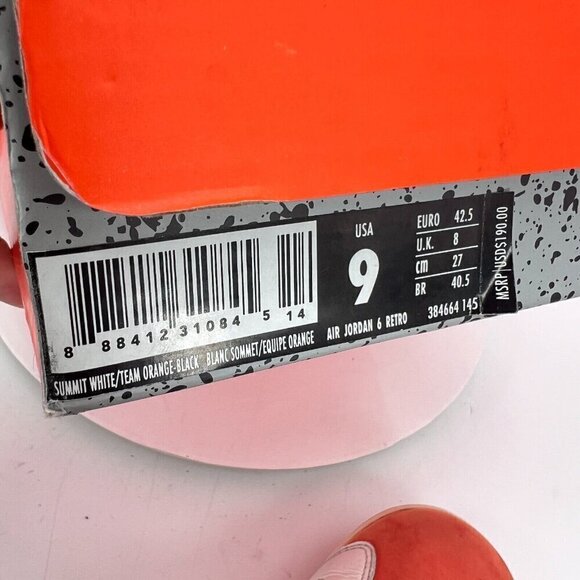 Nike Air Jordan 6 Retro Gatorade Like Mike Men Size 9 384664-145 White Red Shoes - Picture 15 of 15